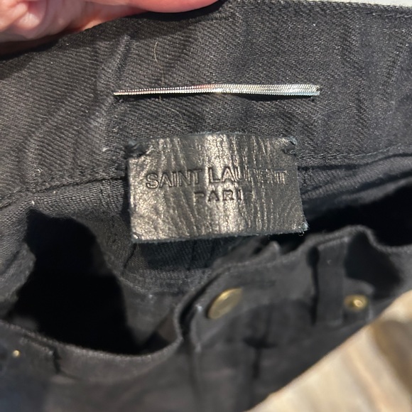 Saint Laurent distressed cropped skinny mid rise black jeans size 27 - Picture 6 of 8